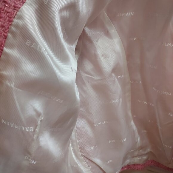 Balmain Tweed Pink Gold Button Blazer Jacket - Picture 8 of 8